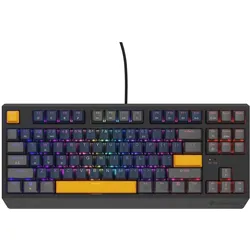 Genesis Klawiatura Thor 230 TKL Outemu Panda (NKG-2163) (US, Kabelgebunden, Kabellos), Tastatur, Schwarz, Grau, Orange, Blau, Mehrfarbig