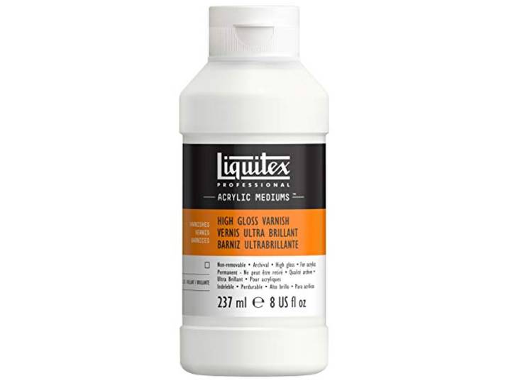 Liquitex 126608 hoogglans vernis, beschermt tegen omgevingsinvloeden, behoudt de glans en helderheid van acrylverf - 237ml Fles, High Gloss