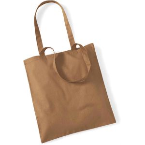 Westford-Mill Einkaufstasche W101 Bag for Life, caramel, aus Baumwolle, faltbar, mit Henkeln, 38 x 42 cm