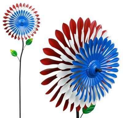 Alpine Patriotic Triple Spinning Kinetic Stake