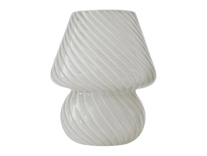 Relaxdays Lampe de table\, design champignon\, verre\, E27\, lampe à piles\, HxP : 24 x 16 cm\, fonction tactile\, blanc.