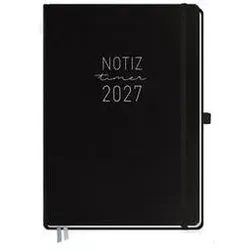 Häfft-Verlag GmbH, Agenda, Wochen-Notiz-Timer Maxi Schwarz A4 2027 (A4, 1 Woche / 2 Seiten)