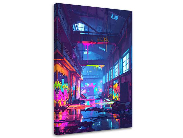 Feeby Leinwandbild Verlassene alte Fabrikhalle 70x100cm, Mehrfarbig, Mode, Rechteckig, 70x100 cm, Bilder & Rahmen, Bilder, Leinwandbilder