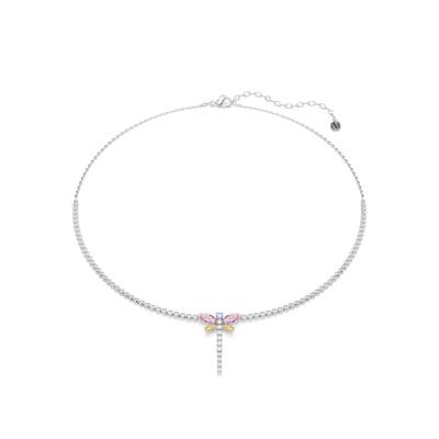 Collier SWAROVSKI "Schmuck Geschenk 2026 CAPSULE Halskette", silber (metallfarben, kristallweiß, pink, gelb, blau, weiß), Halsketten, Damen, Metall Perlen, Metall, Perlen, Collier, mit Swarovski Kristall, Zirkonia (synth.) - mit Swarovski Perle