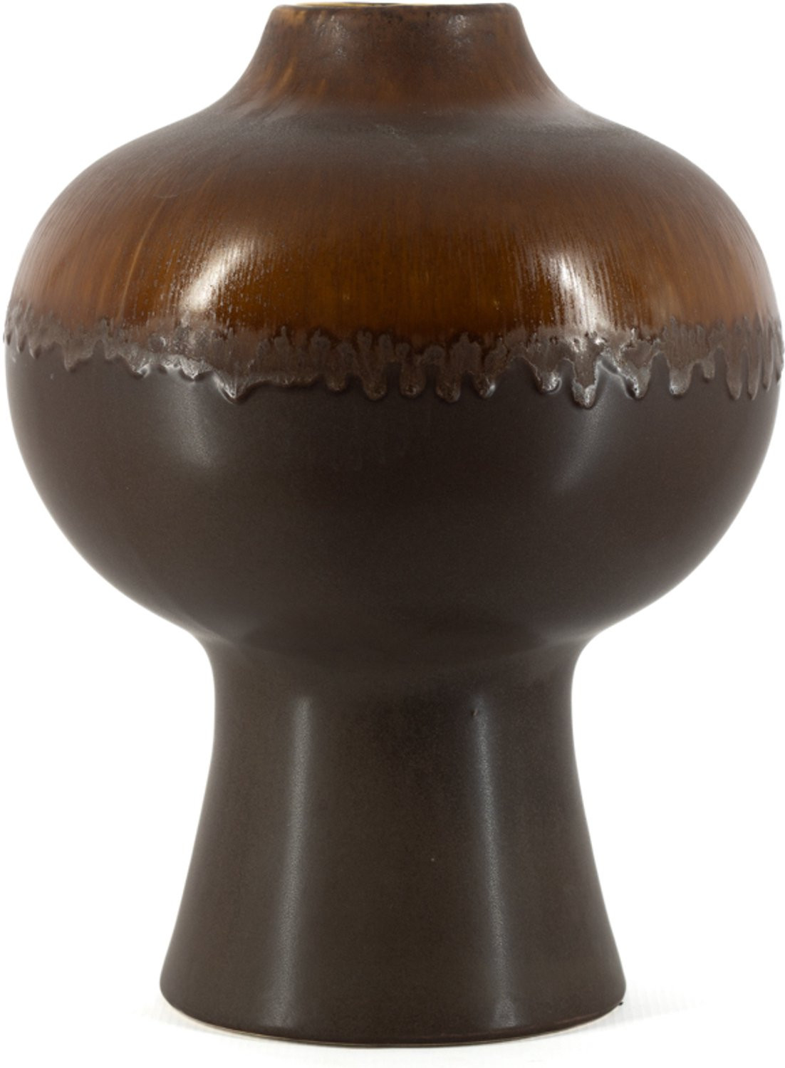 Aardewerk vaas Drip bruin