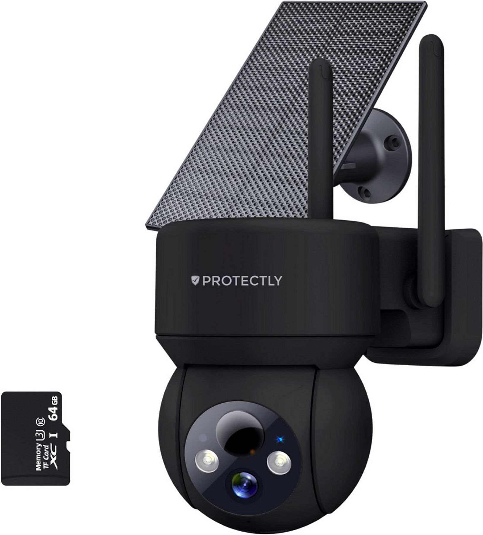 Protectly Kabellose Outdoor-Sicherheitskamera 3K 5MP Solar Schwarz