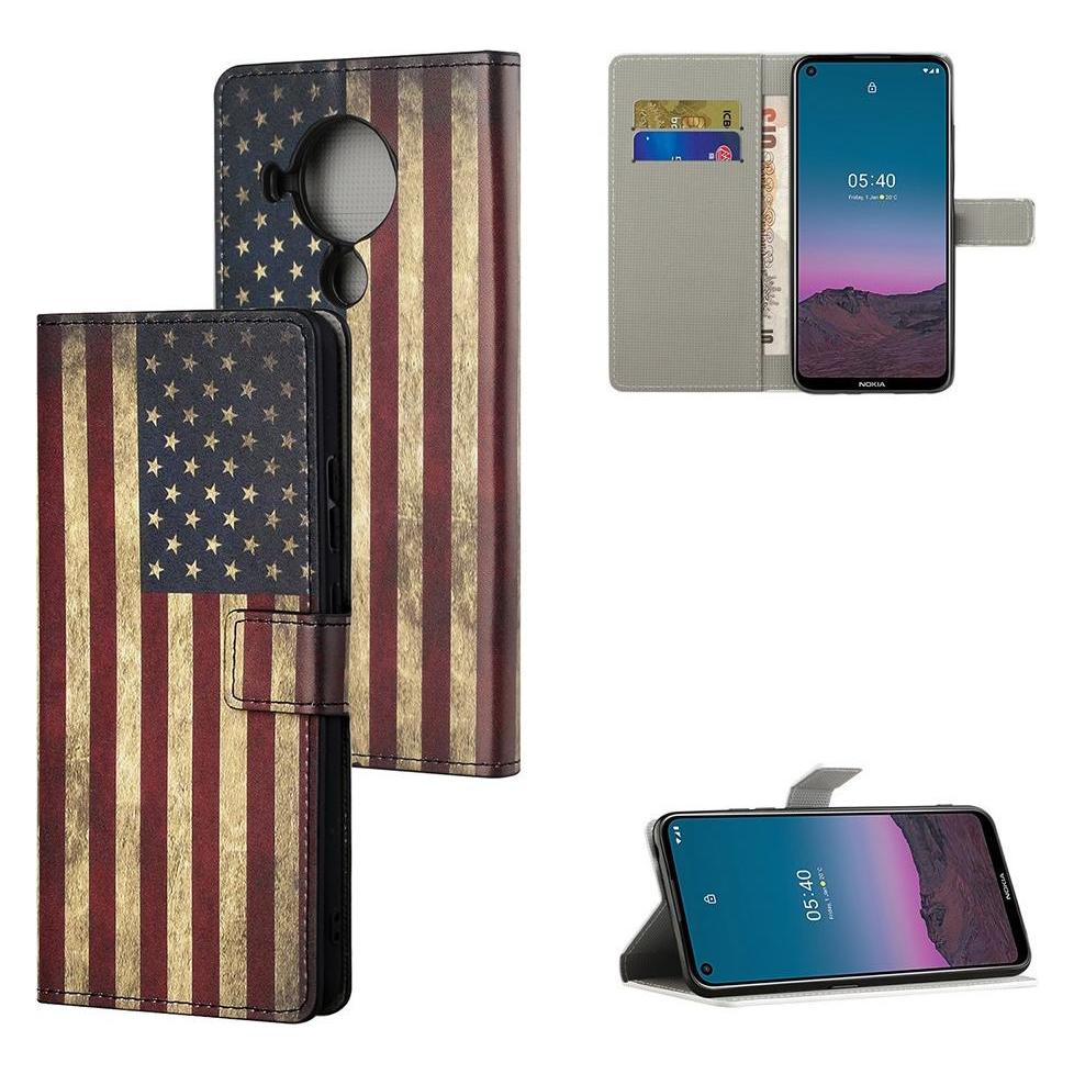 Cover-Discount Nokia 5.4 - Leder Hülle USA Flagge (Nokia 5.4) (104702093J)