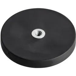 Gummierte Magnete mit Innengewinde schwarz  | 43 mm, Neodym, Gummi, Stahl