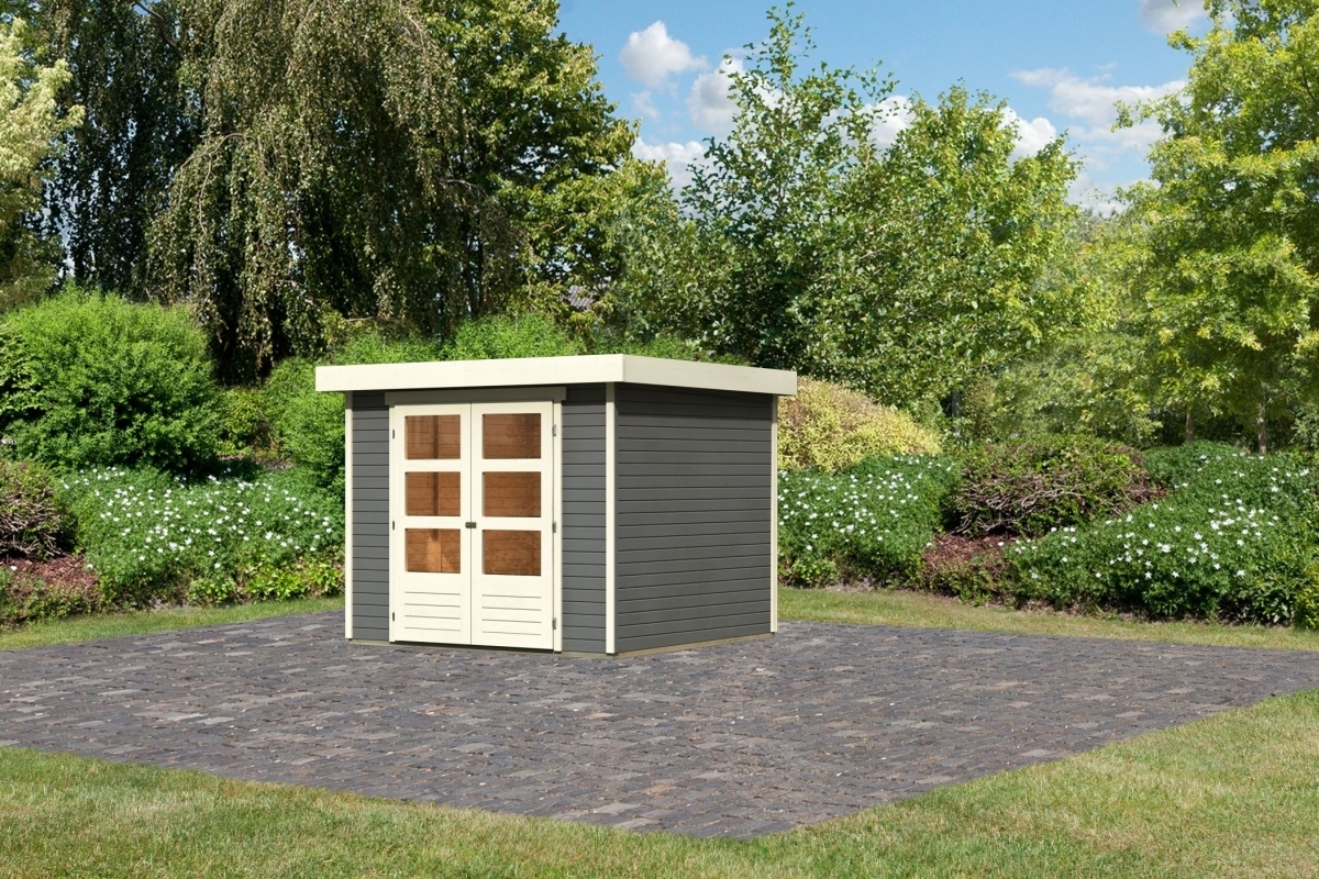 Karibu Gartenhaus Gerätehaus Askola 3,5 terragrau 242x246x211 cm