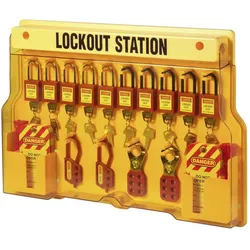 Sygonix, Vorhängeschloss, SY-6872552 Verriegelung 562 mm Gelb Lockout Station 14 Hakenstellung
