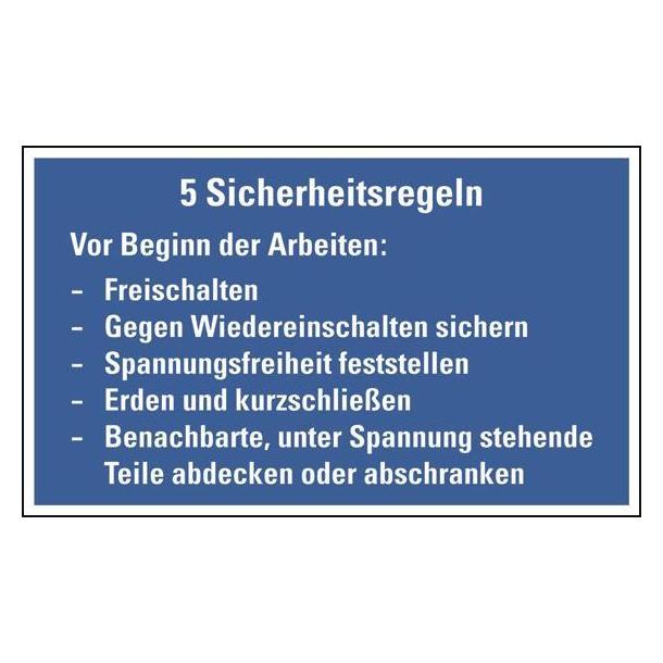 Hein 175269 Hinweisschild 5 HEIN 175269 Sicherheits-regeln Folie 300x200mm (175269)
