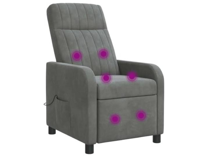 IBUQDDV Massage Relaxsessel Dunkelgrau Samt mit Verstellbarem Liegewinkel 100% Polyester-Samt, Metall-Holzgestell, 115-160 Grad neigbar, flache Armlehnen, pflegeleicht