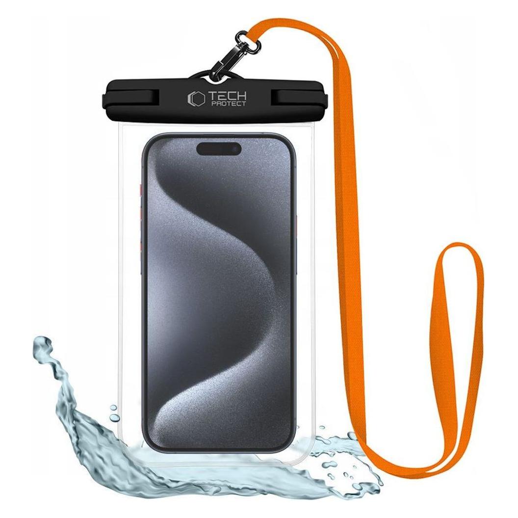 Tech-Protect Waterproof Case UWC7 waterproof cover for devices up to 6.9" - black and orange (Universal) (25269-0)