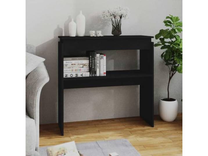 HEFZGDB Konsolentisch Schwarz 80x30x80 cm Holzwerkstoff Flurtisch Beistelltisch mit Stauraum für Deko und Alltagsgegenstände