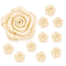Creativery Satinrosen 3cm 10 Stück Stoffblumen zum Basteln Dekorieren Hochzeit Geschenkverpackung Blütendeko Tischdeko Handarbeit Stoffrosen Deko Blumen Creme