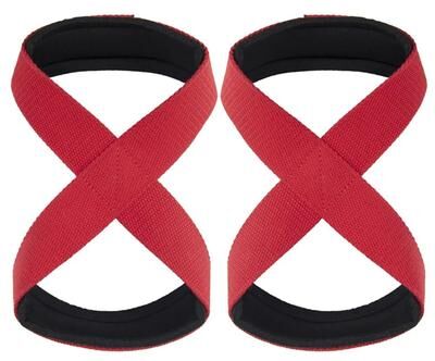 Uplifted Finds Padded Figure 8 Straps Deadlift Wrist Straps Power Lifters Workout Pull Ups Horizontal Bar Gym Fitness red