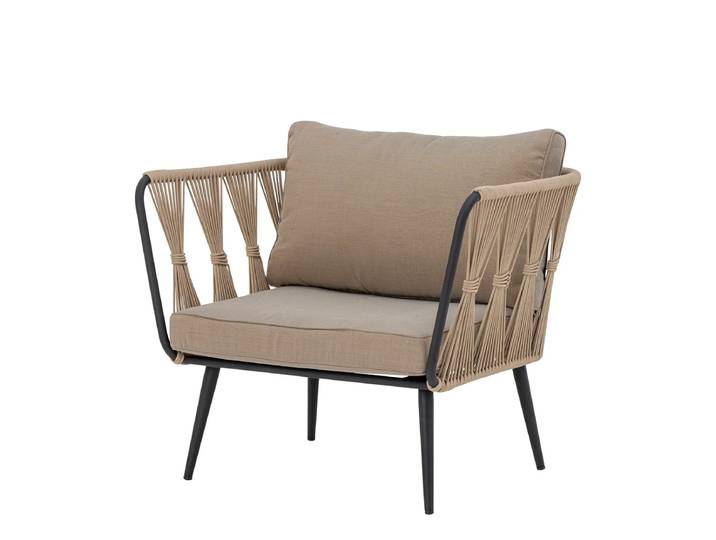Bloomingville - Pavone Outdoor Lounge Sessel, braun / beige