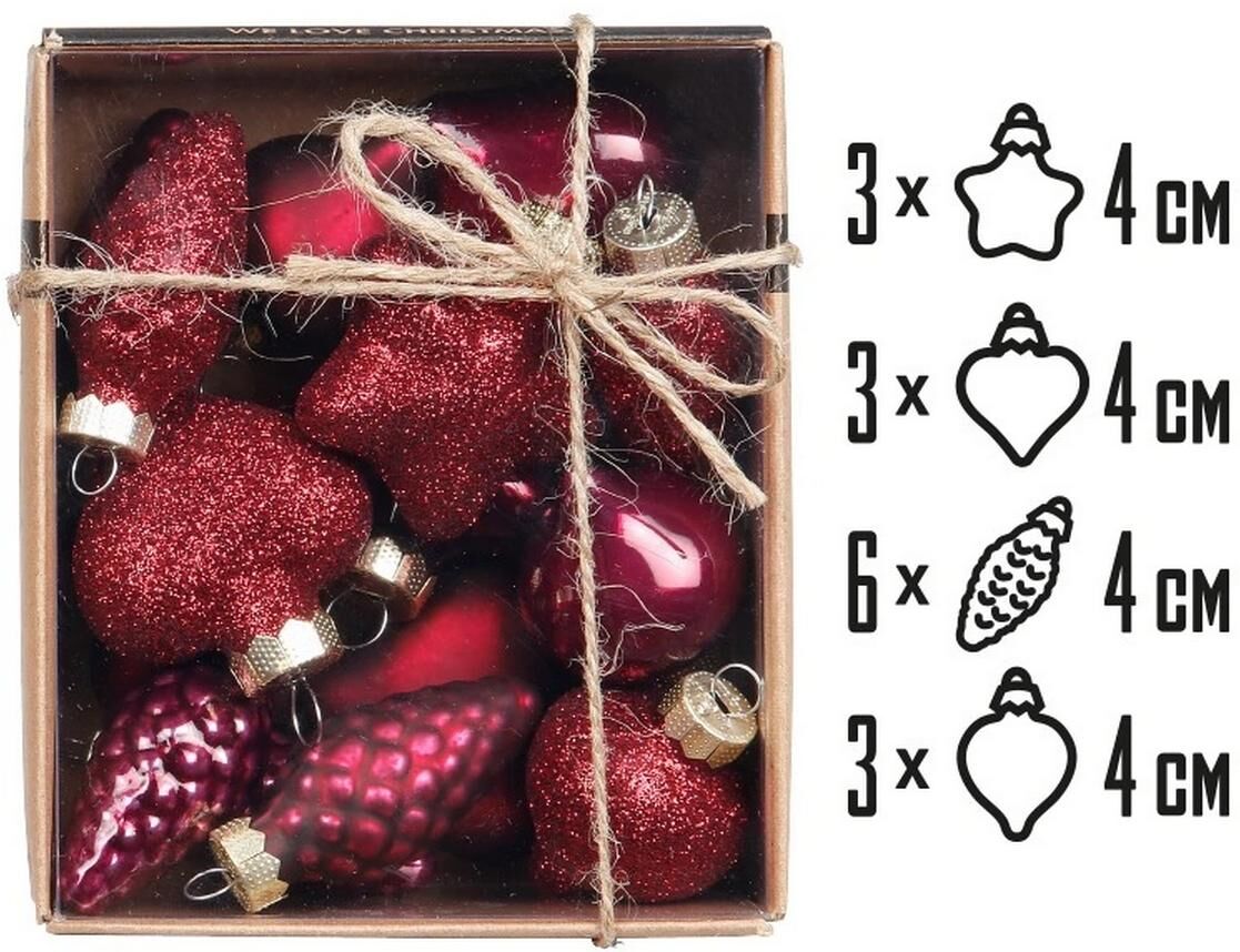 Weihnachtsbaumkugel "Weihnachtskugel Mini Magnolia Ø 4 cm", karminrot, Ø:4cm, Weihnachtsbaumkugeln, Weihnachtsbaumkugel karminrot 4cm