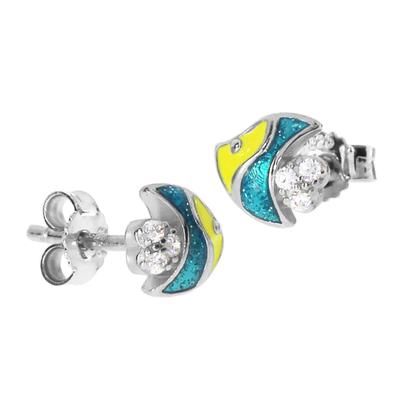 Paar Ohrstecker OSTSEE-SCHMUCK "Ostsee-Schmuck Ohrstecker kleiner Fisch Ohrstecker kleiner Fisch", blau, Ohrringe, Damen, 7 x 7mm, Silber 925 (Sterlingsilber)