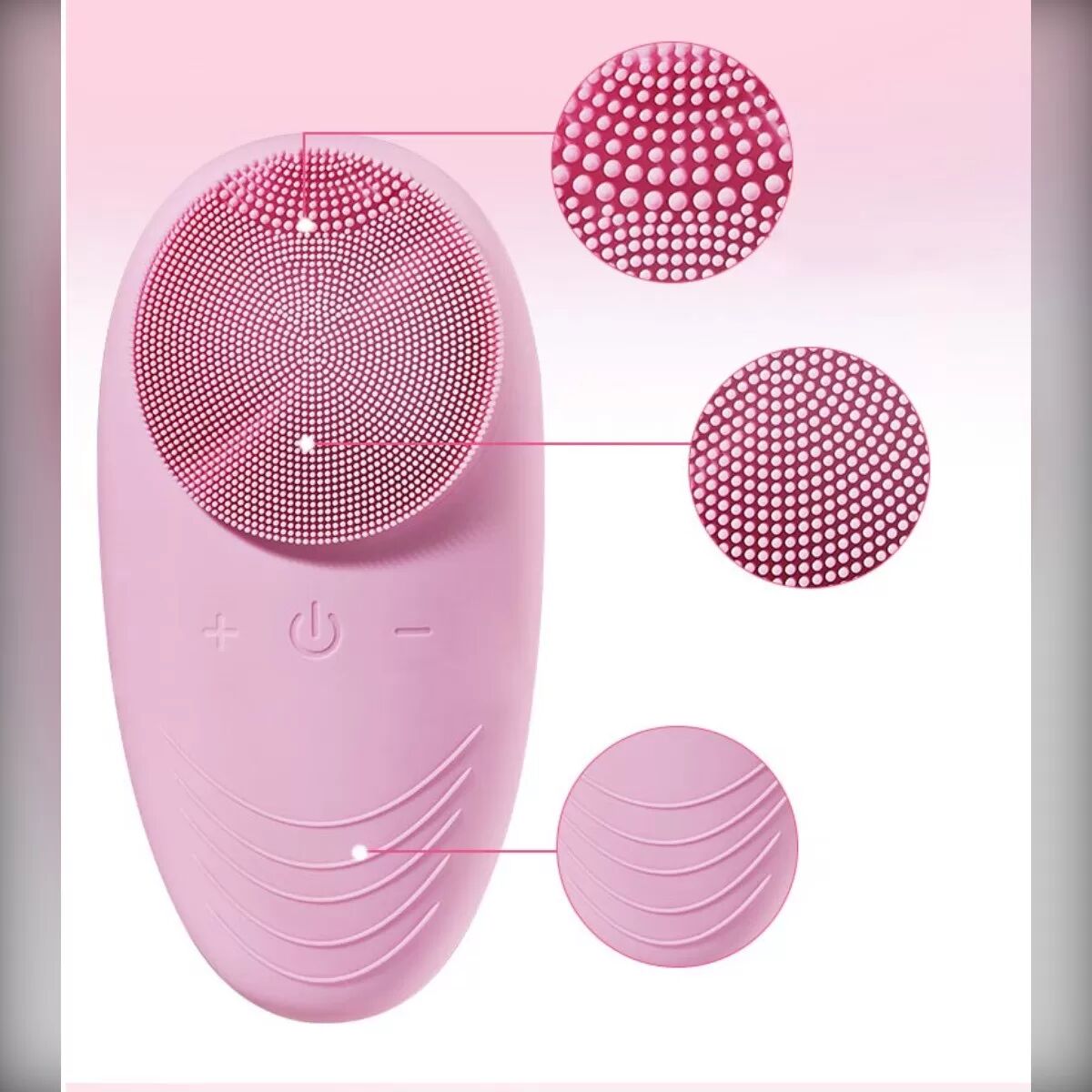 INF Elektrische Silikon-Gesichtsreinigungsbürste - Gesichtsmassagegerät mit 5 Stufen, IPX7 wasserdicht Rosa
