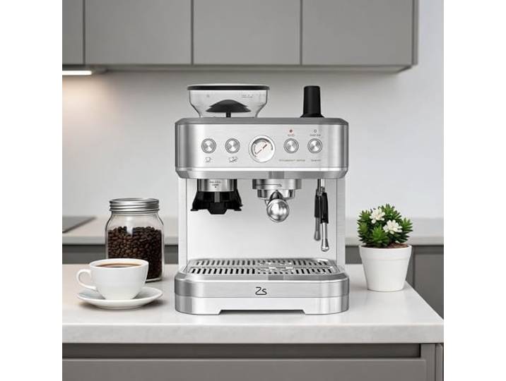 Espressomaschine mit Mahlwerk,15 Bar, 2,3L Wassertank, Edelstahl, PID-Temperaturkontrolle, sofort-Heizsystem, Leiser Betrieb, Milchschaumdüse, Espresso Machine Expresso Machine Espresso Maschine