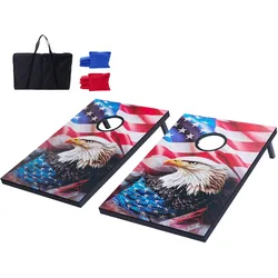 VEVOR Cornhole Spiel Set (920 x 600 x 241 mm) Cornhole-Spielbretter, tragbares Wurfbrett aus MDF-Holz, Cornhole-Spiel für Erwachsene, inkl. 8 Sitzsäcken & Tragetasche, für Garten Hinterhof Strand