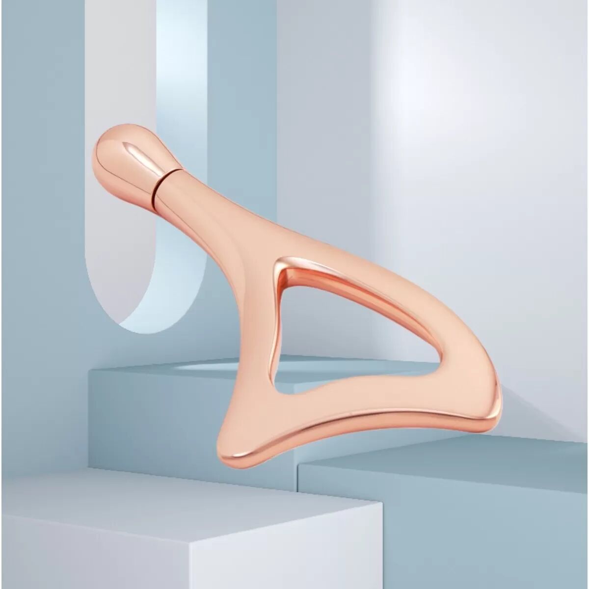 INF Grattoir de beauté facial en métal or rose - Rouleau à bille unique pour massage lifting du visage