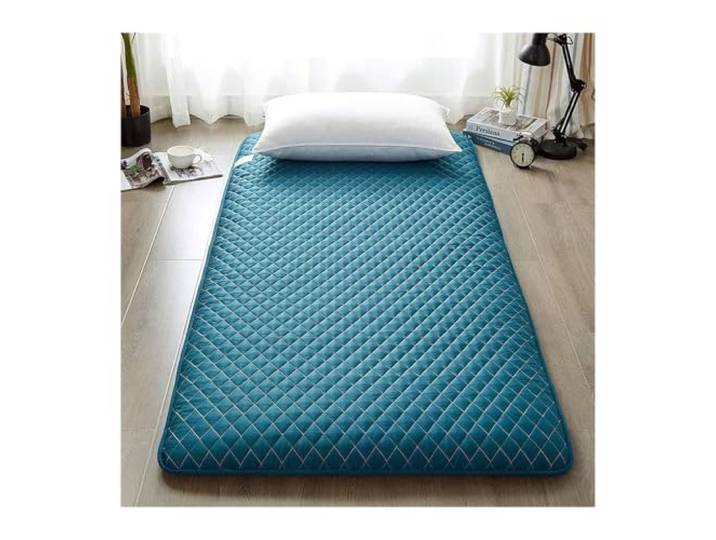 TVANTRUXIS Futon-Matratze aus Baumwolle und Polyester Indoor Outdoor Camping: Aufrollbare Unterlage for den Boden(Teal,79 x 87 in)