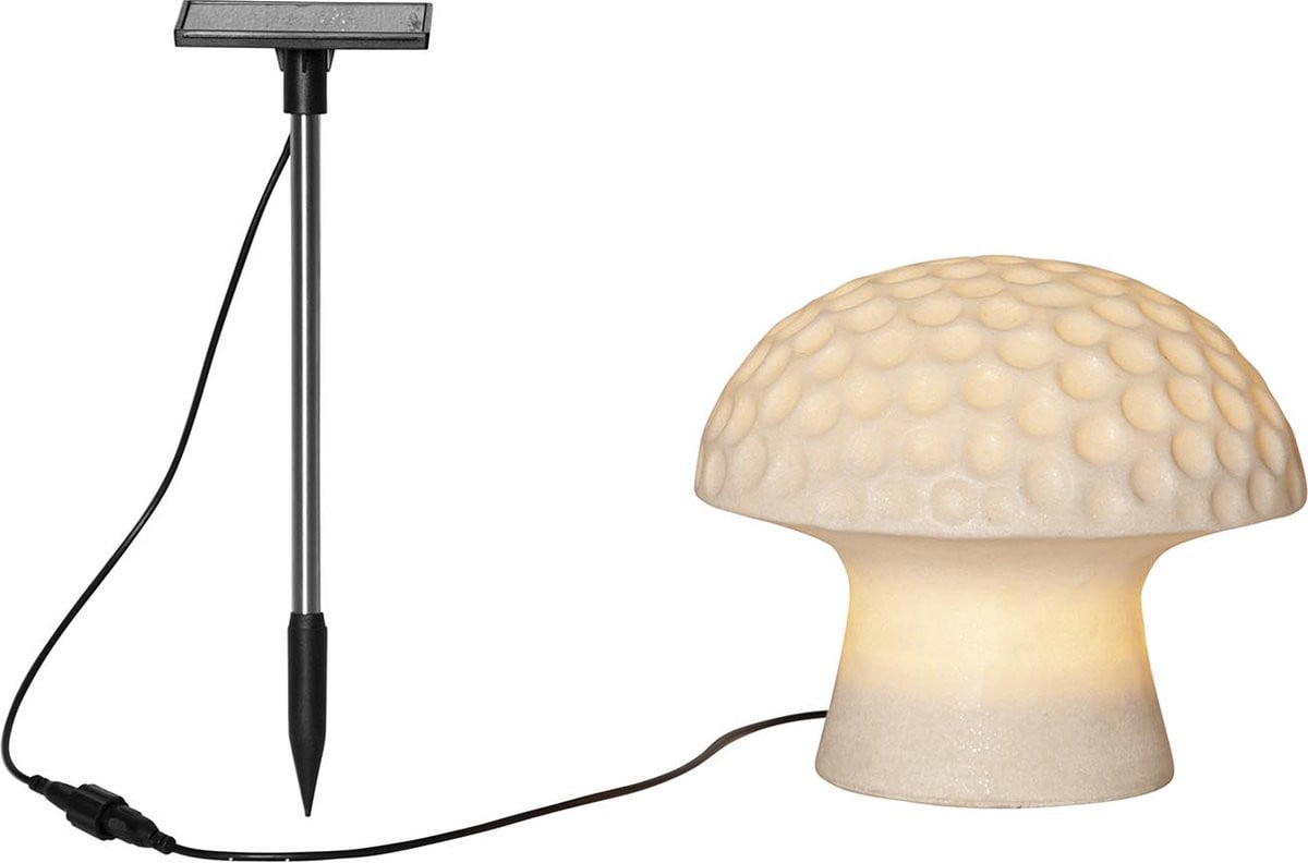 Star Trading Sandy Solar Paddenstoel Decoratie - Wit - Warm Wit LED - Hoogte: 15,7 cm