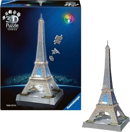 Ravensburger 3D Puzzle Iconics: Eiffelturm - mit Licht (216 Teile)