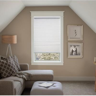 "BlindsAvenue Custom 3/4"" Pleat, Cordless Cellular Shades, Color Pure White, Blackout Fabric"