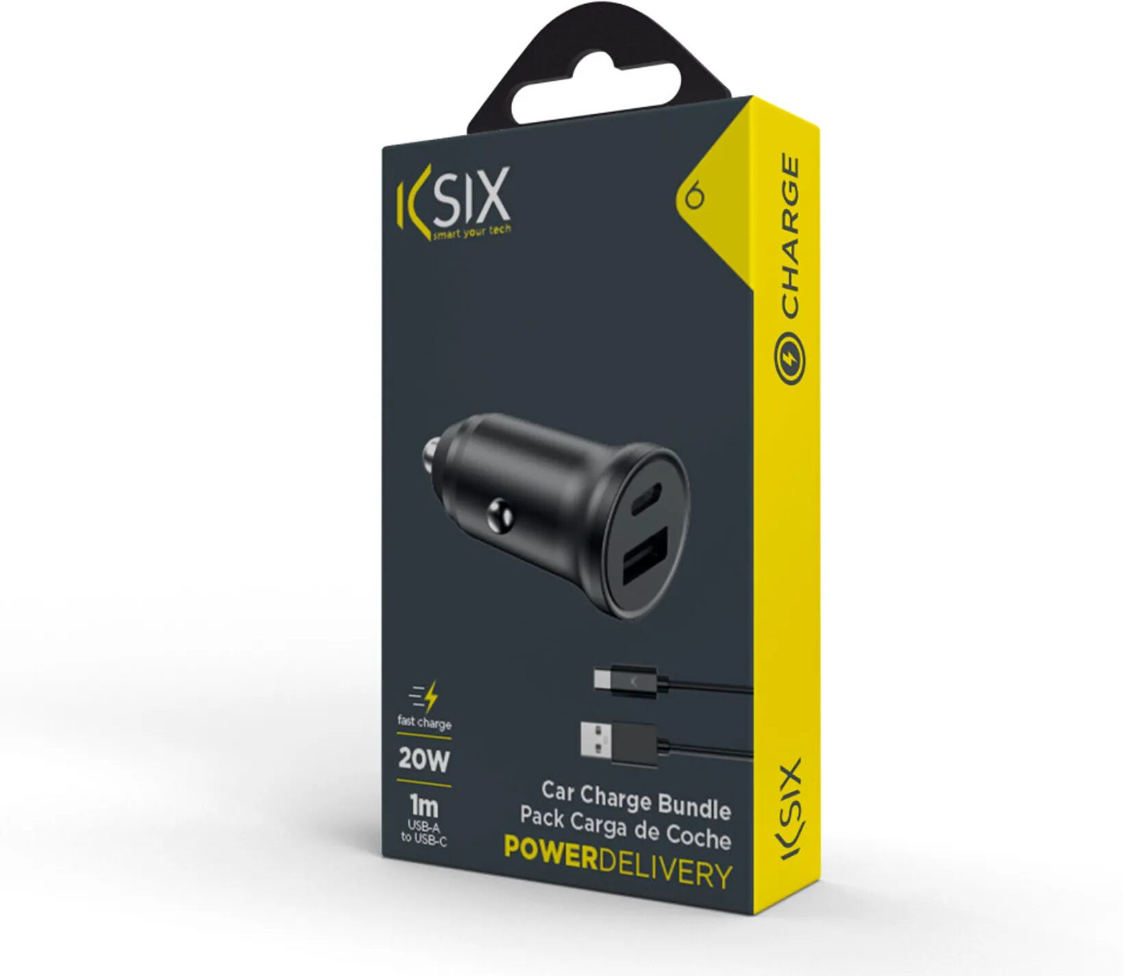 Ksix Bxcrc20W Black / Cargador Usb-A + Usb-C Para Coche 20W
