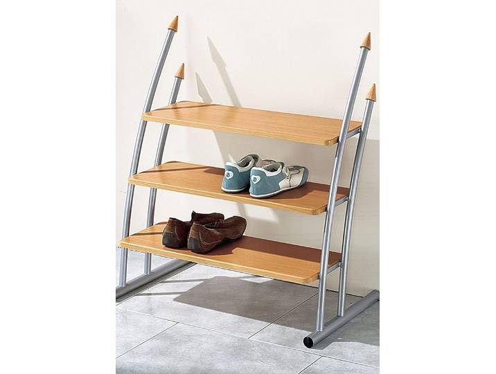 Schuhregal INOSIGN, silber (silberfarben, buchefarbig), 3 Stk. offene Fächer, Regale, Schuhregal, buchefarben