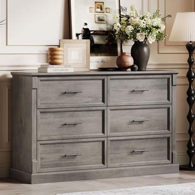 Garvee Modern Farmhouse Large Double Chest with Metal Handles Rustic Dresser for Living Room Hallway