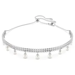 Swarovski Kette Ariana Grande x Swarovski Kristallperle, Rundschliff, Weiß, Rhodiniert