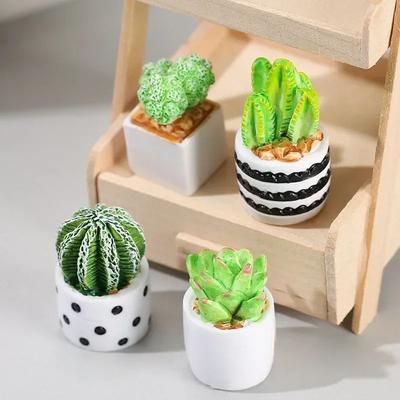Inspire Essentials Mini Dollhouse Plant Pot Realistic Miniature Flower Vase Decor 4 Pcs