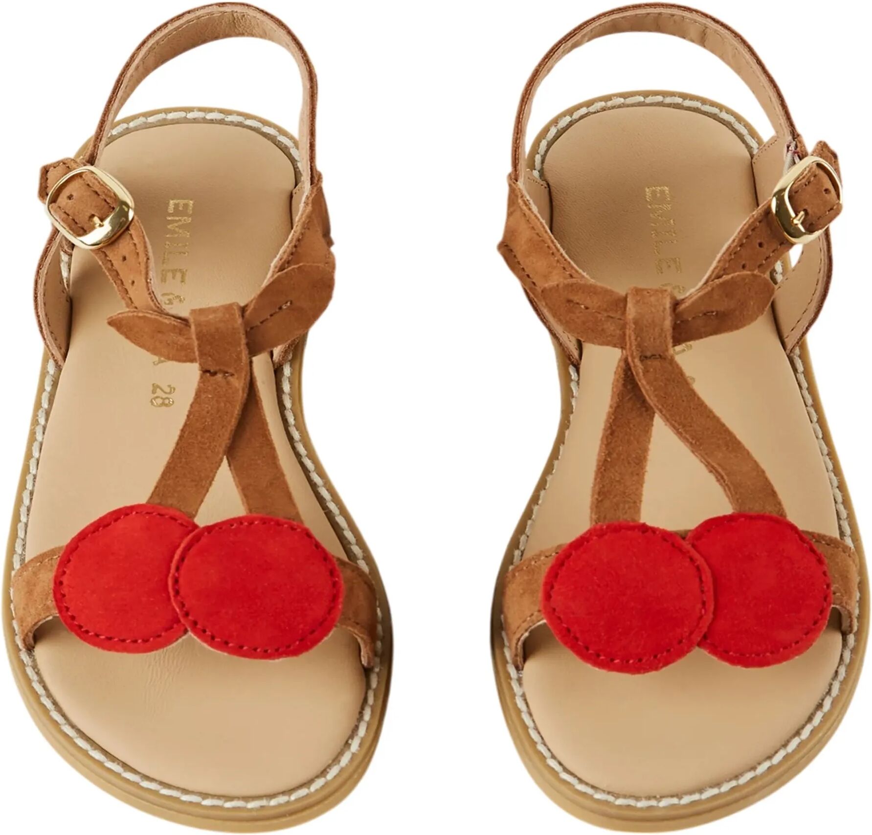 Emile et Ida Sandales Cerises Cuir Rouge 27