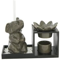 IH Casa Decor Ceramic Oil Burner And Diffuser Set Elephant Olive