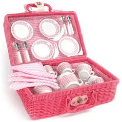 Bigjigs Picknick-Set im rosafarbenen Koffer