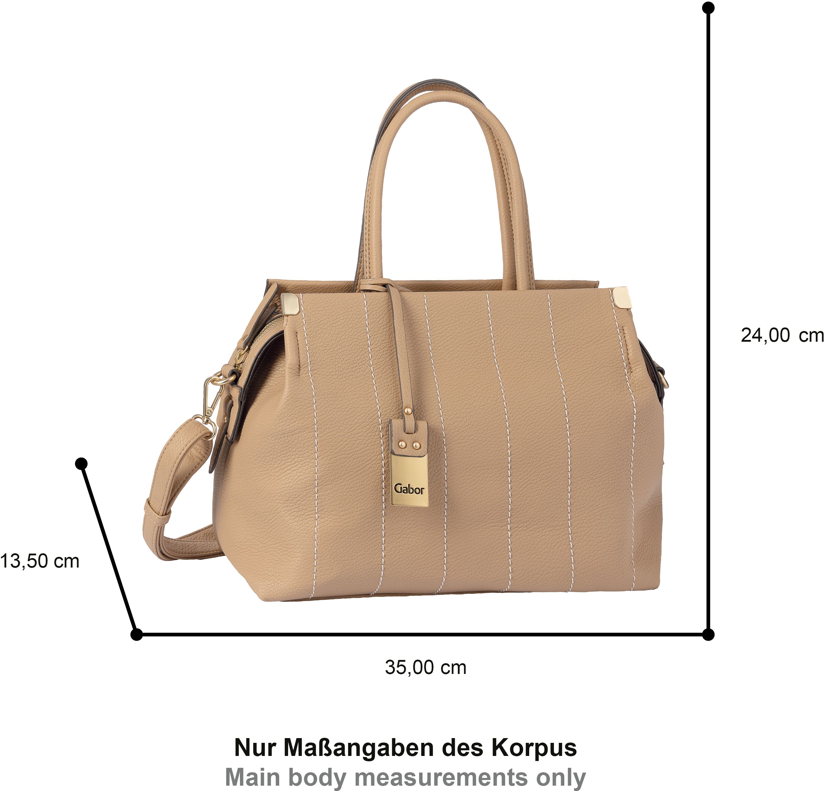 Shopper GABOR "Gela Stripe", Damen, Gr. B/H/T: 35cm x 24cm x 13,5cm, beige (camel), Polyurethan, clean, gepflegt, unifarben, Taschen Shopper, feine Details mit dekorativen Handstichen und Logolasche camel B/H/T: 35cm x 24cm x 13,5cm