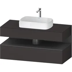 Duravit Collection One Konsolenwaschtischunterbau, 1 Auszug, 1 Schubkasten, Ausschnitt mittig, 1200x550x600mm, Nische Graphit matt, QA4732049800000, Farbe: graphit supermatt