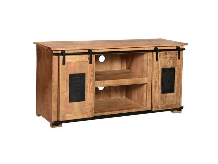 Mid.you Lowboard, Natur, Schwarz, Holz, Metall, Mangoholz, massiv, 130x63x40 cm, Holzmöbel, Kleinmöbel Holz, Holzkommoden, Lowboards Holz