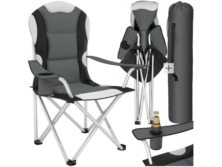 Campingstuhl mit Polsterung - grau, pro Stück
