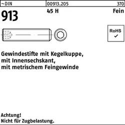 Gewindestift DIN 913 Kegelkuppe/Innen-6kt M12x1,5x12 45 H Feingew. 200St.