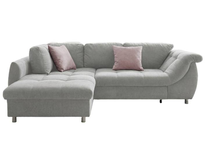 Ecksofa Schlafcouch L-Garnitur Bettkasten Ottomane links Mikrofaser in Grau / 17002