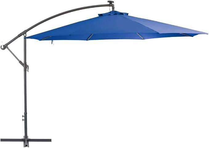 Alu Sonnenschirm ? 350 cm Blau Gartenschirm Marktschirm Ampelschirm mit Kurbel Alu Mast UV-Schutz Wasserabweisende