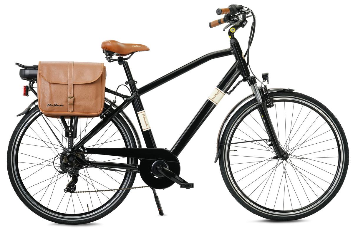 Via Veneto E-Bike Classic E-Bike für Herren 28" 6 V, Farbe "Grigio Gallante", mit Seitentaschen