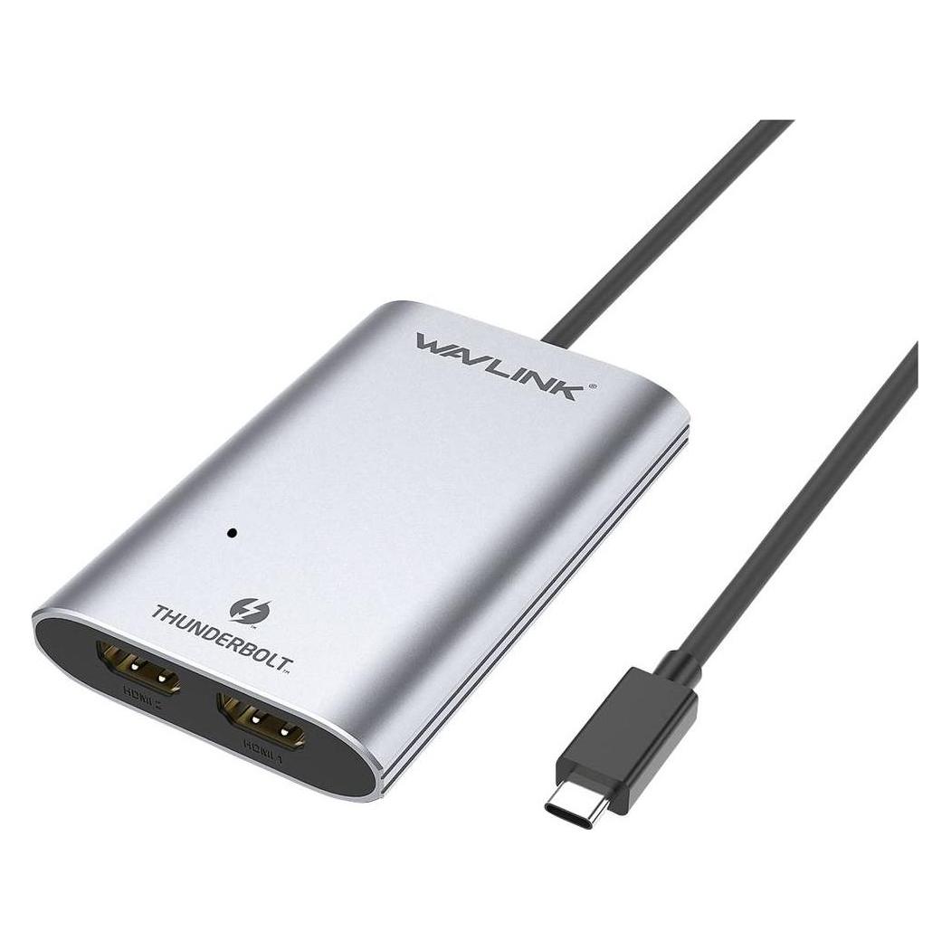 Wavlink WS-UTA02H Thunderbolt / HDMI Adapter (1x Thunderbolt - 2x HDMI) Space Grau eindrähtig 50cm (WS-UTA02H)