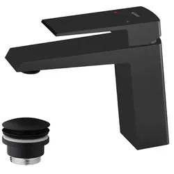 TRIZERATOP Miscelatore lavabo con piletta di scarico (tappo) nero opaco