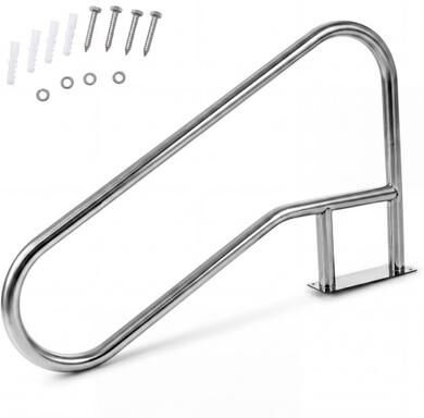 Costway 50 x 30 Inch Pool Handrail with Mount Base Plate for Water Parks-Silver